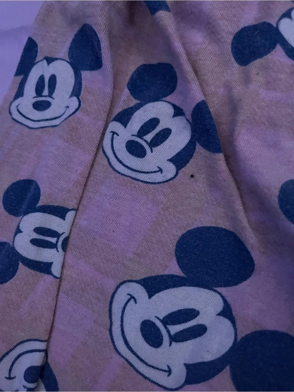Girls Pink Mickey Mouse Print Pajama Pants